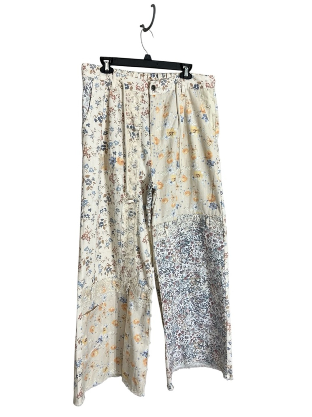 ♦️6 hr sale♦️Pol Margo floral patchwork relaxed fit wide leg jeans boho hippie L - Picture 2 of 14